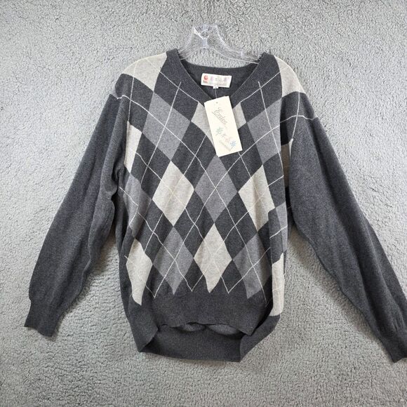 erdos Other - NWT Erdos 100% Cashmere Men's Gray Argyle Vneck Sweater Size XL  / 44 FLAWS